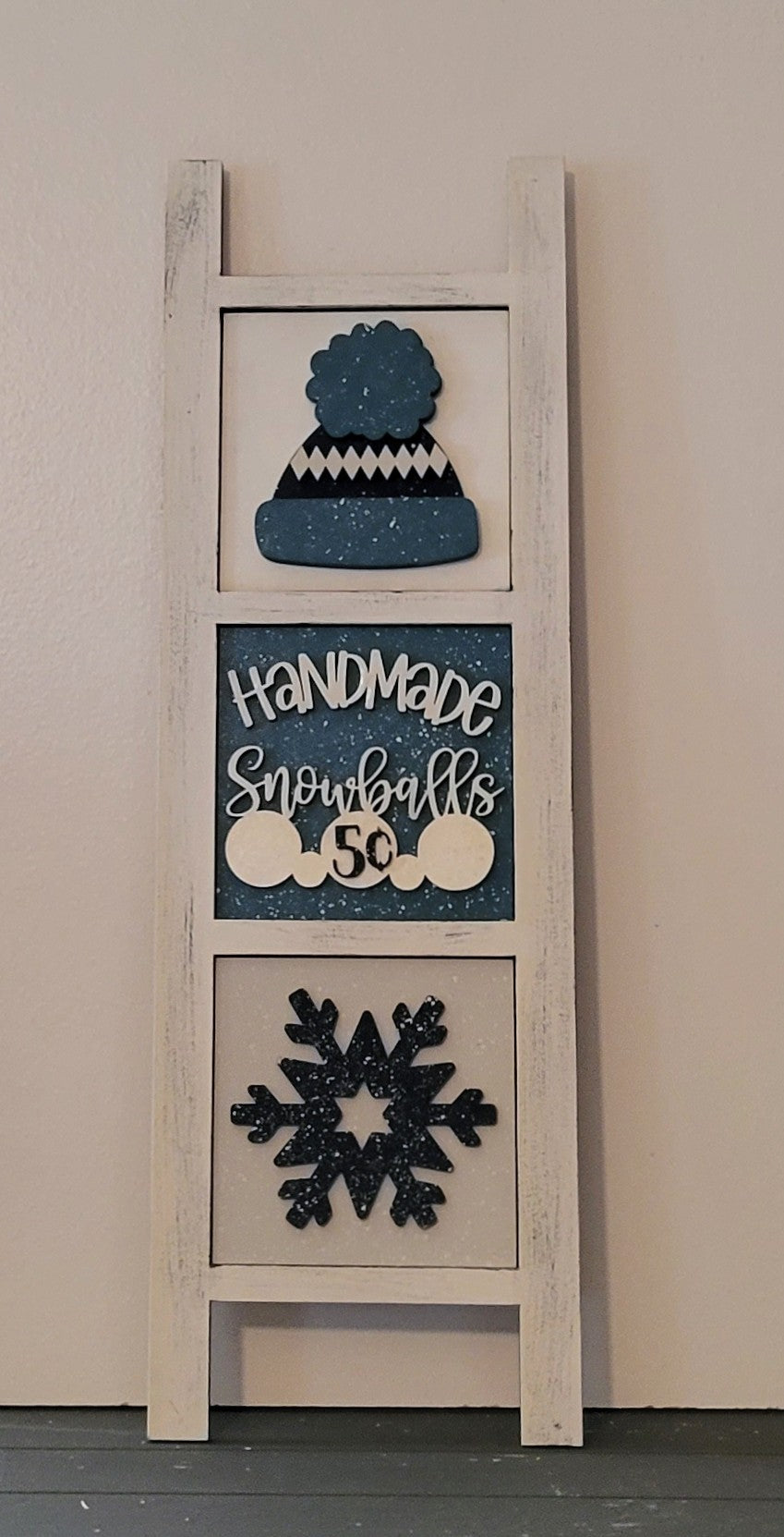 Winter Ladder - Handmade Snowballs - INSERTS ONLY